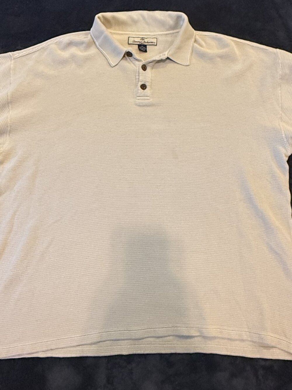 Tommy Bahama Silk Cotton Ribbed Polo Shirt Mens XL Beige Golf Resort Cruise SS